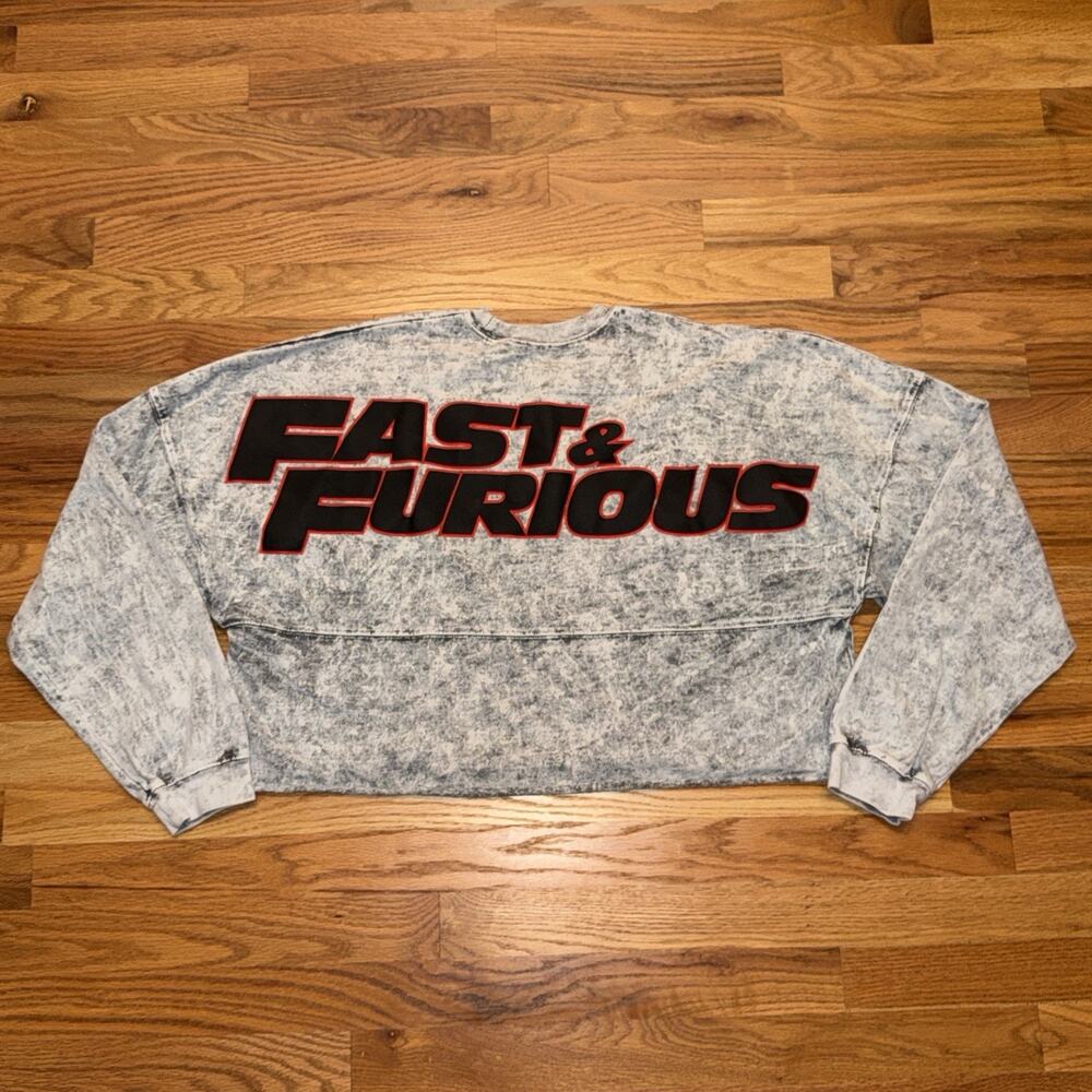 Universal Spirit Jersey Fast and Furious Grey Long Sleeve Size Large Cropped